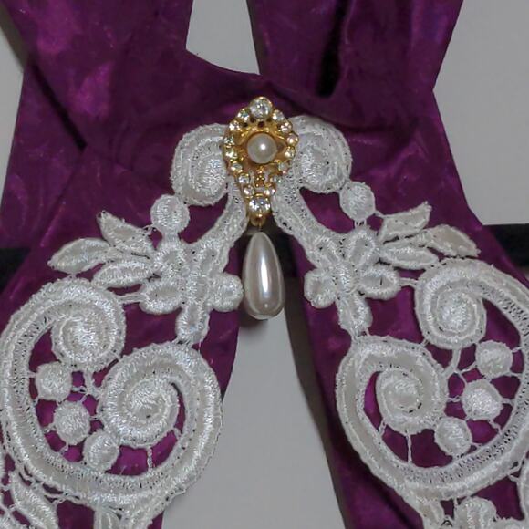 VTG Jessica McClintock Gunne Sax Fit & Flare Dress Damask Purple Juniors 7/8 New - Picture 2 of 16